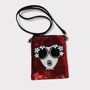 Sunglammies Lady Crossbody Purse, Red Sequin Handbag